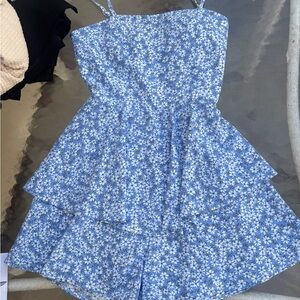 Blue Floral Tiered Sundress